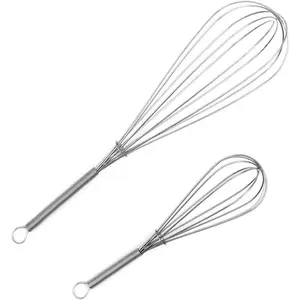 Whisks for Cooking Set, Stainless Steel Wisker for Baking, Blending, Rust-Proof Balloon Wire Whisker Egg Whisk Hand Mixers (8 in + 12 in, 2)