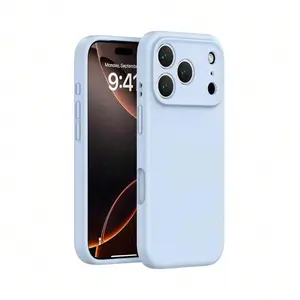 Minimalist Solid Color Skin-Feel Silicone Phone Case for iPhone 17 Pro Max/16 Plus/15/14/13, Ultra Slim Soft TPU Shockproof Cover with Integrated Camera Protection