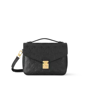‮ nottiuV siuoL  ‬    Empreinte Mėtis Crossbody Bag Embossed Leather Women's Luxury Satchel with Top Handle - Noir Black Gold