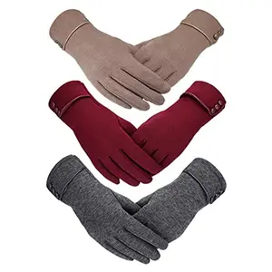 3 Pairs Womens Gloves Set,Touchscreen Texting Phone Windproof Gloves,Warm Fleece Lined Cold Weather Garden Mittens,Halloween Christmas Party Gifts,Tools & Hardware