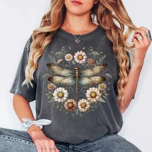 Comfort Colors� Dragonfly Shirt, Vintage Floral Dragonfly Shirt, Cottagecore Shirt, Botanical Insect Shirt, Nature Lover Gift Shirt