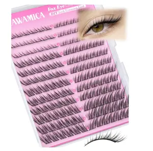 Fox Eye Lash Clusters Natural Wispy Lash Extensions 8–14mm Cluster Lashes Cat Eyelash Clusters LC Curl Individual Lashes for Lifted & Snatched Eyes by Yawamica
