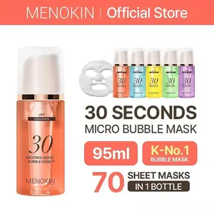 [MENOKIN] 30 Seconds Micro-Bubble Mask, Korean Glass Skin Care Essential, 70 Uses, 3.21 fl.oz, Turkey Neck, Zempic Neck, Tech Neck, Smoker Lines, Smile Lines, 11 Lines, Under-eye Hollows, Forehead Lines, Micro-Bubble Primer Capsule Daily Olive Sheet