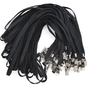 50 count  Lanyards Bulldog Clip 32-inch Flat Braid  Lanyard for Id Cards/Badges