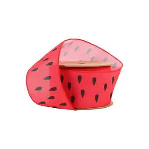 2 1/2" Wired Ribbon | Watermelon Seeds | 10 Yard Roll