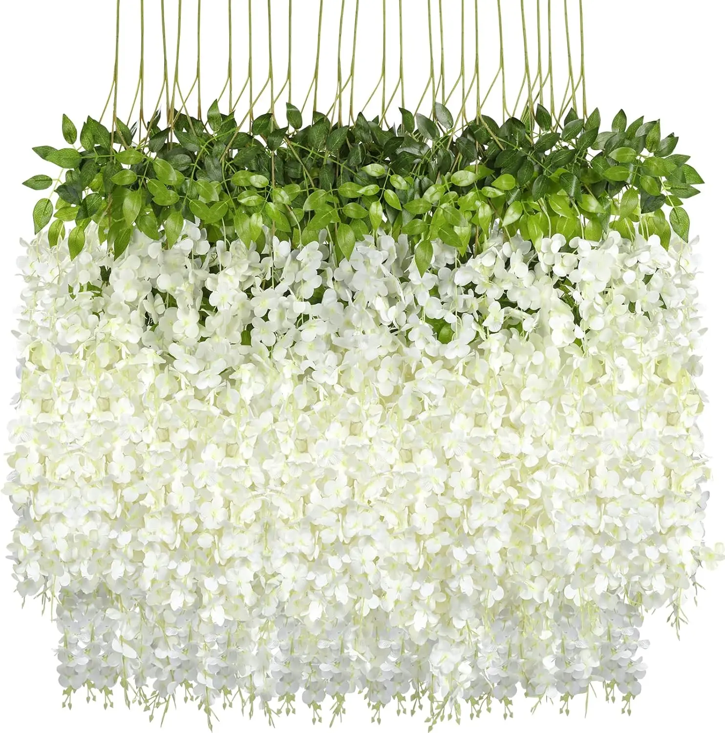 36-Pack Artificial Wisteria Hanging Flowers, 3.6ft Plastic Decorative Vine Garland, Silk String Ornaments for Home Wedding Decor, Artificial Plant Decor (Blue, White, Purple, Light Pink), Outdoors