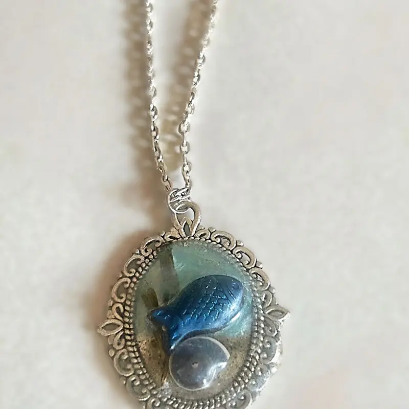 Dazey Custom HandMade Ocean in a Locket Pendant Necklace