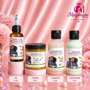 Mayouyou Kids Mini Sets of 4 Pcs Hair Oil 2 oz, Pomade 4 oz , Shampoo & Conditioner 4 oz