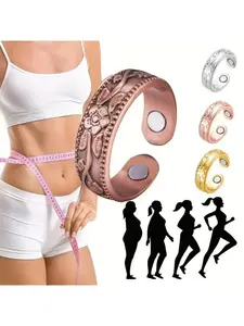 Hot Selling Luxurious Fashion Copper Plum Blossom Four Magnet Magnetic Therapy Ring, Couple Finger Ring, Elegant Exaggerated Ring, in Stock