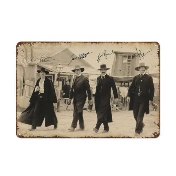 Retro Tombstone Movie Sign, Western Metal Tin Sign, Gift for Him, Western Movie Home Decor Retro Cowboy Sign Wall Art Decor
