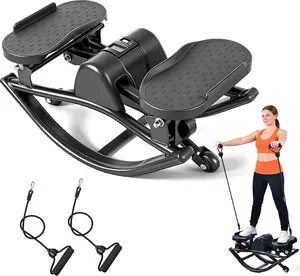 Rock Stepper Side-to-Side Lateral Rocking Fitness Stepper with Digital Monitor, Resistance Bands & Non-Slip Mat – Full Body Stepper for Apartment & Living Room Workout