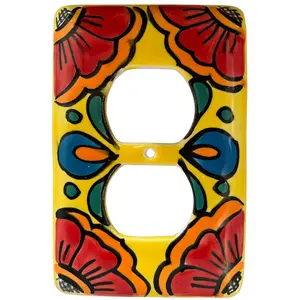 TalaMex Canary Outlet Mexican Talavera Ceramic Switch Plate