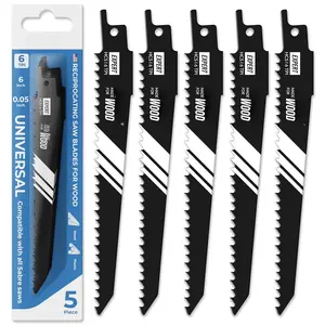 EoWerk - Reciprocating   for  - 5 count - High Carbon Steel (HCS)  Sawblades for  & Plastic  -  Strength, Wear Resistance & Durability - 6 TPI ( per Inch)