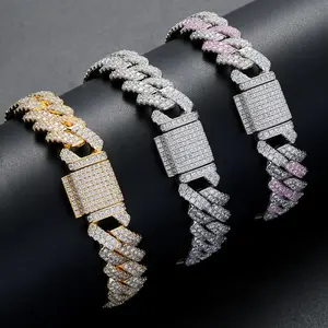 Iced Out Cuban Link Bracelet 13MM Moissanite Diamond Look Chunky Miami Chain for Men Women, Full Prong Set Bling Hip Hop Bracelet with Micro Pave Clasp, Luxury Statement Streetwear Jewelry Unisex Gift for Party Birthday Anniversary