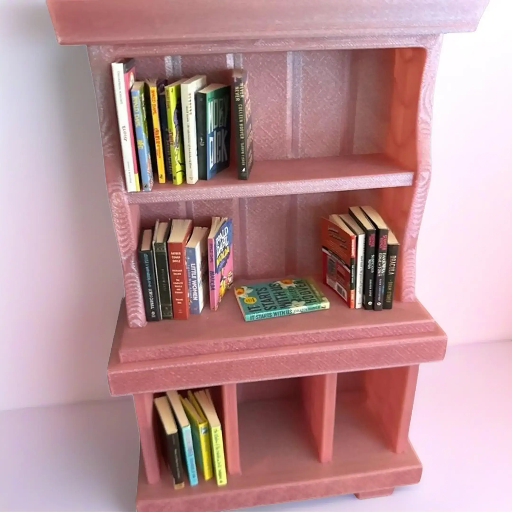 Mini Wood-Look 3-Shelf Wood Bookshelf, Collectibles Storage Organizer, Home Decor for Small Space Room Organization (Available in Various Colors)
