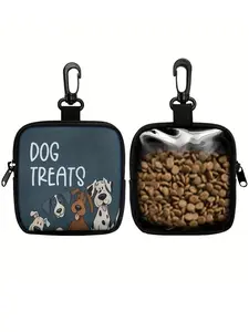 1pc Portable Polyester Dog Treat Pouch with Zipper Closure,Keychain Pouch,Ideal for Outdoor Activities and Walks, Colorful Design, Single-Sided Printing, Transparent Side, Essential Dog Walking Accessory Vibrant and Durable Zipper Seal