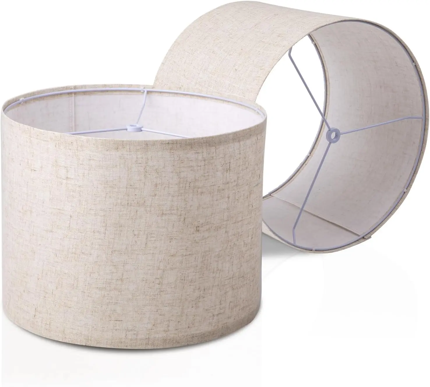 2-Piece Modern Fabric Drum Lampshades for Modern Home Decor, 13x13x10in Large Size with Metal Frame & Spider Fitter, Easy Assembly, Table/Floor Lamp Replacement, Light-Diffusing for Soft Glow, Fabric Shade
