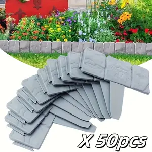 50 Plastic Garden Fence Boards, Garden Fencing for Outdoor Use, Easy to Install Decorative Edging for Lawns and Vegetable Gardens, Weatherproof Fence Posts