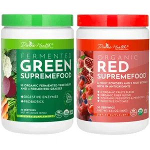 Divine Health Superfood Bundle by Dr. Colbert, MD – 30 Servings of Green & Red Supremefood | 14 Organic Greens + 8 Organic Fruits | Fermented & Nutrient-Rich