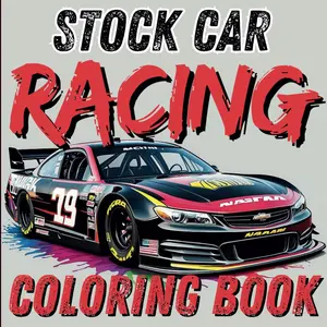 Stock Car Racing Coloring Book: 40 Oval Racing Cars for Kids and Adults – High-Speed Fun for Auto Racing Fans, Paperback