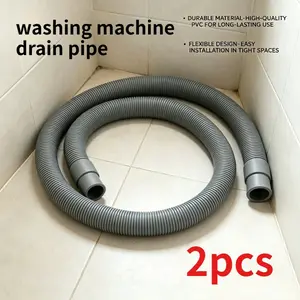 2pcs Universal Flexible Washing Machine Drain Hose, Durable Wave Extension Tube, Leak-Proof and Clog-Free, Easy Installation, Home Kitchen Drain Helper