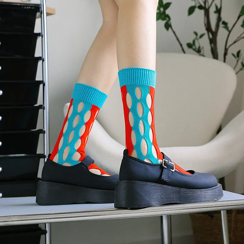 Openwork, Mesh, Color-Blocked, Cuffed, Spring/Summer, Patchwork, Cut ...