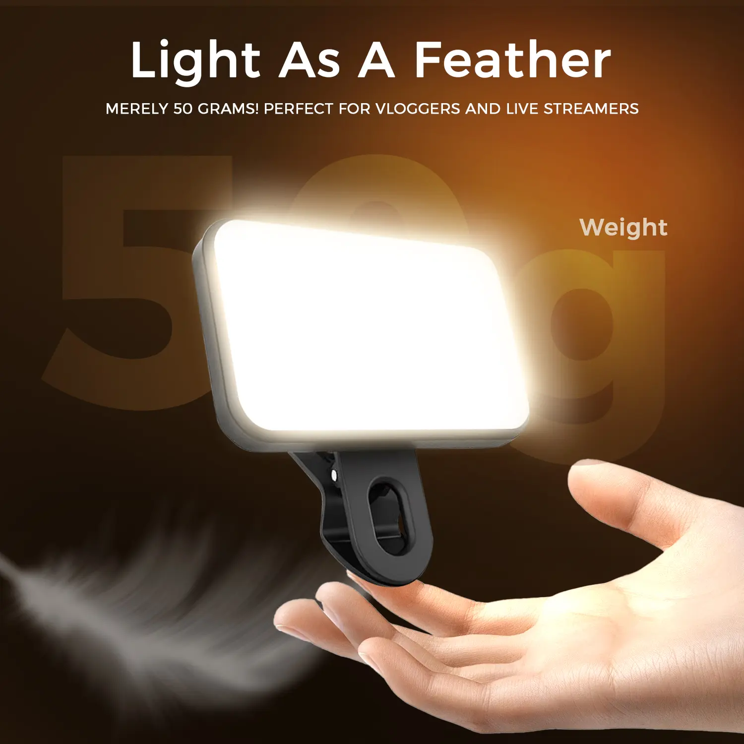 Mini Clip-On LED Fill Light - 3-Mode Rechargeable Portable Light, Compatible with Phones & Cameras, for Makeup Livestream & Zoom