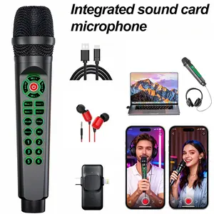 Professional Podcast Live Streaming Device, Integrated Sound Card Microphone, Dual-In-One Live Stream & Voice Changer, Dj Control Mixer