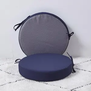 15 x 15 Inch Round Cushions for Outdoor Furniture Non-Slip  Patio Bistro Chair Cushion with Ties Bar Stool Seat Cushion for Kitchen Chairs Set of 2, Navy Blue