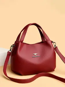 Women's PU Leather Handbag, Fashionable Simple Retro Solid Color Design, Versatile Bag for Daily Commuter Shopping and Work