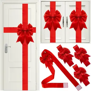 7 Pieces Christmas Cabinet Door Ribbon Bow Large Christmas Door Bow Christmas Cabinet Festive Ribbons Cabinet Bows Christmas Tree Bow Christmas Wreath Bow
