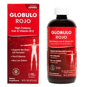 Globulo Rojo Liquid Dietary Supplement, B Vitamins and Iron 16 FL OZ B.B.  Healthcare Fitness