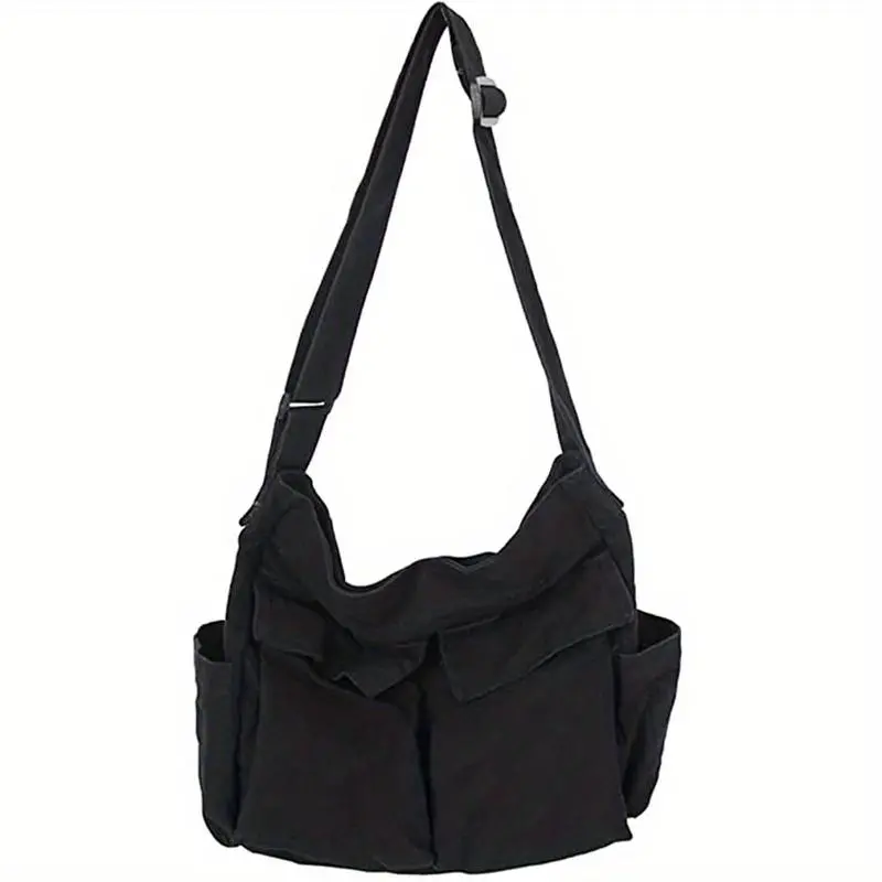 Canvas messenger bag, casual travel crossbody bag, multi pocket shoulder bag