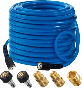 Washer Hose 50 FT, 3600 PSI Flexible Kink Resistant Power Washer Hose Replacement, 1/4" Quick Connect  Washer Hose Extension With M22 x 3/8", Blue