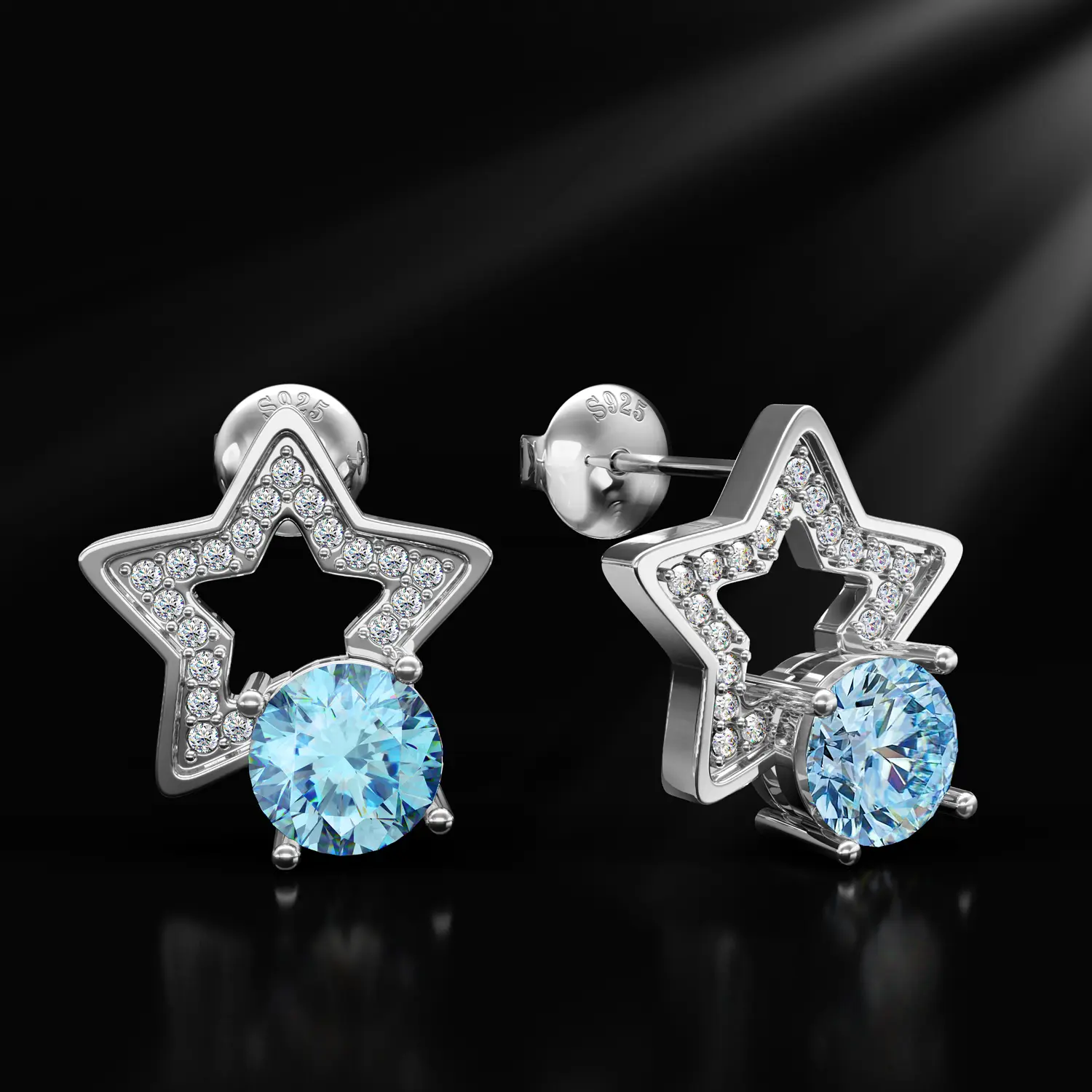 HELLOICE Moissanite Earrings Star Stud Earrings 925 Sterling Silver VVS D Color Full Synthetic Moissanite Earrings Jewerly Gift