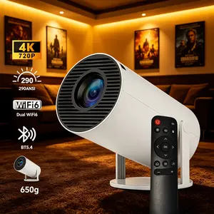 Mini Portable Tabletop WiFi Bluetooth Mini Projector Smart Projector - 720P LED, 290 ANSI Lumens, Android OS, Built-In Speaker, Full HD Support, Remote Control, Bluetooth, Game Use, Bedroom/Outdoor Compatibility, Mount-Ready