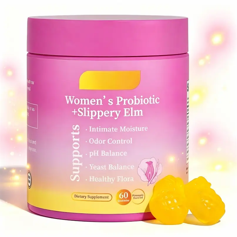 Her Juicy  Feminine Probiotics Gummies- All in One Solution with Slippery Elm and Prebiotics&Lactobacillus Probiotic Blend for Women’s pH Balance and Dryness - Hawaiian Pineapple