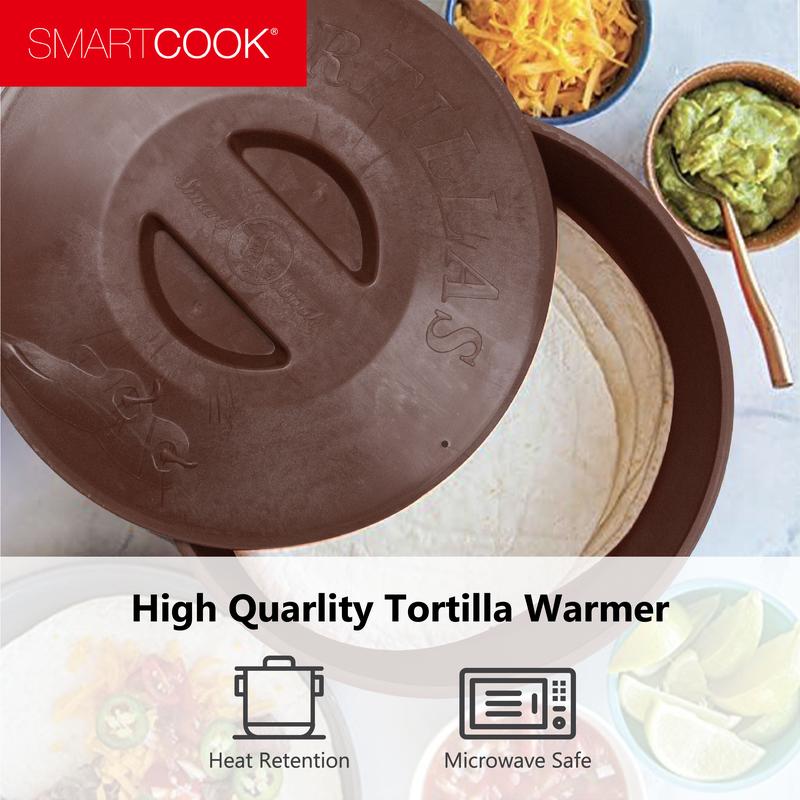 Smart Cook 11” & 13” Non-stick  Round Comal Pan with, Utensils Set and Taco Warmer –Even-Heating Surface with Durable Metal Handle,Lightweight, Comals para Tortillas, Perfect for All Stove-Tops pots and