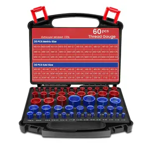 Thread Checker, 60 count Nut and Bolt Thread Checker, 30 Inch & 30 Metric Box Set Thread Gauge, Thread Checker Standard and Metric Suitable for Size Checker of  or Nuts in Narrow Areas
