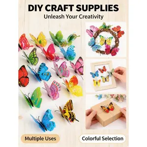 50 Mixed Color 3D Artificial Butterflies, Realistic Dual-Layer Wings, Magnetic Back Glue Waterproof, DIY Decor Decoration for Walls, Fridges, Cars, Weddings, Gardens, Home Decor