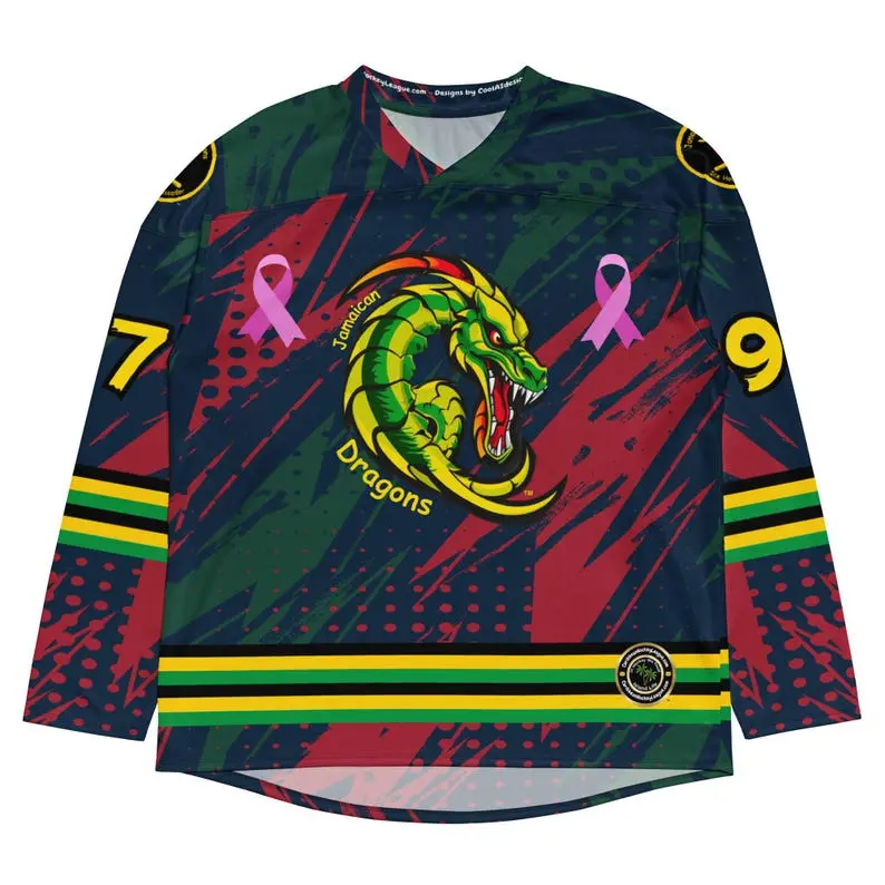 Personalized Jamaican Dragons Hockey Jersey, Caribbean Hockey League Fan Apparel
