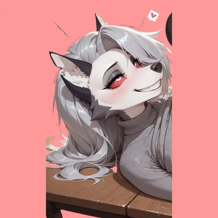 Cute Wolf Character Sticker, Kiss-Cut Vinyl Decal, Animal Art Sticker, Anime Girl Car Sticker