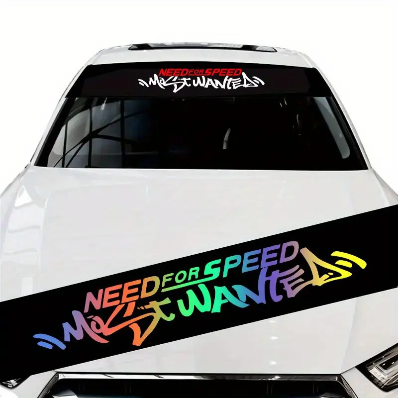 1PC 130x21CM NEED FOR SPEED Car Stickers, Stickers For Cars, Vehicle Exterior Decoration, Racing Theme, Cover Scratches Refit Decoration, Waterproof and Sunshade, Suitable for Auto Front and Rear Windscreen, Self-adhesive Vinyl Decals