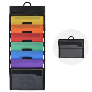 Hanging Wall File Folder Organizer, 1 Count A4 Cascading Magazine Chart Storage Pocket, Wall Hanging File Organizer for School Office Paper, Document, Mails, Books