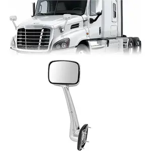 HECASA Front Left Chrome Hood Mirror Compatible with 2008-2017 Freightliner Cascadia, Left Hood Mirrors Cap, Kit Trucks Pickup Manual Hood Mirror, Driver Left Side, Silvery+Clear