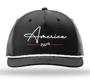 Trenz Shirt Company Men's 250th Anniversary 5-Panel Classic Rope Hat - Embroidered Emblem Patriot Themed Hats, Embroidered Emblem Hats
