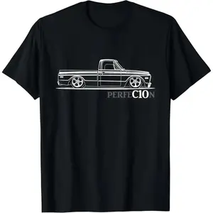Classic 1967 1972 C10 Truck Silhouette T Shirt with Perfect Stance