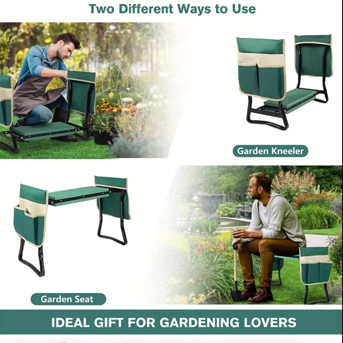 Pleasantly surprised！Upgraded Garden Kneeler and Seat with Soft Pad Foldable Stool for Gardening Heavy Duty 330 lbs Capacity Large Tool Pouches - Foam
