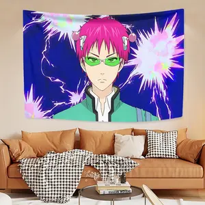 Saiki Kusuo  Tapestry, Exquisite Patterns, Soft Fabrics, Perfect for Sofa or Bed Decoration, Comfortable Home Decoration, Bohemian Home Decoration