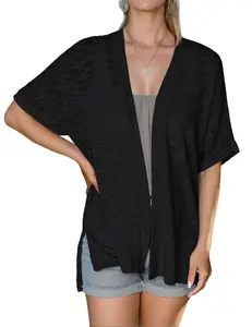 ZEAGOO Womens 2025 Summer Lightweight Cardigan Short Sleeve Open Front Casual Loose Cover Ups